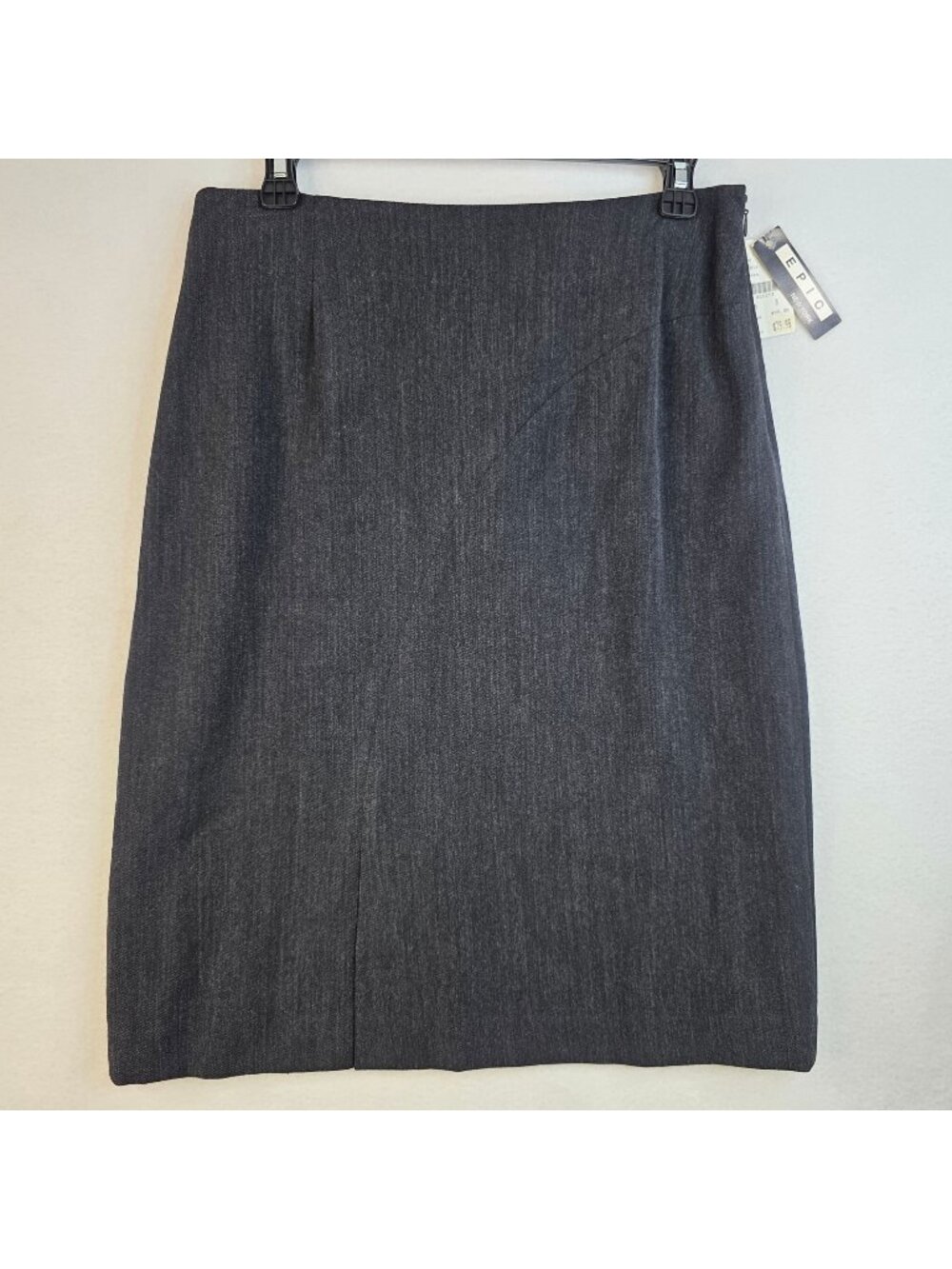 Vintage Epic New York Pencil Skirt 8 Gray  USA 80s Quiet Luxury Office Retro